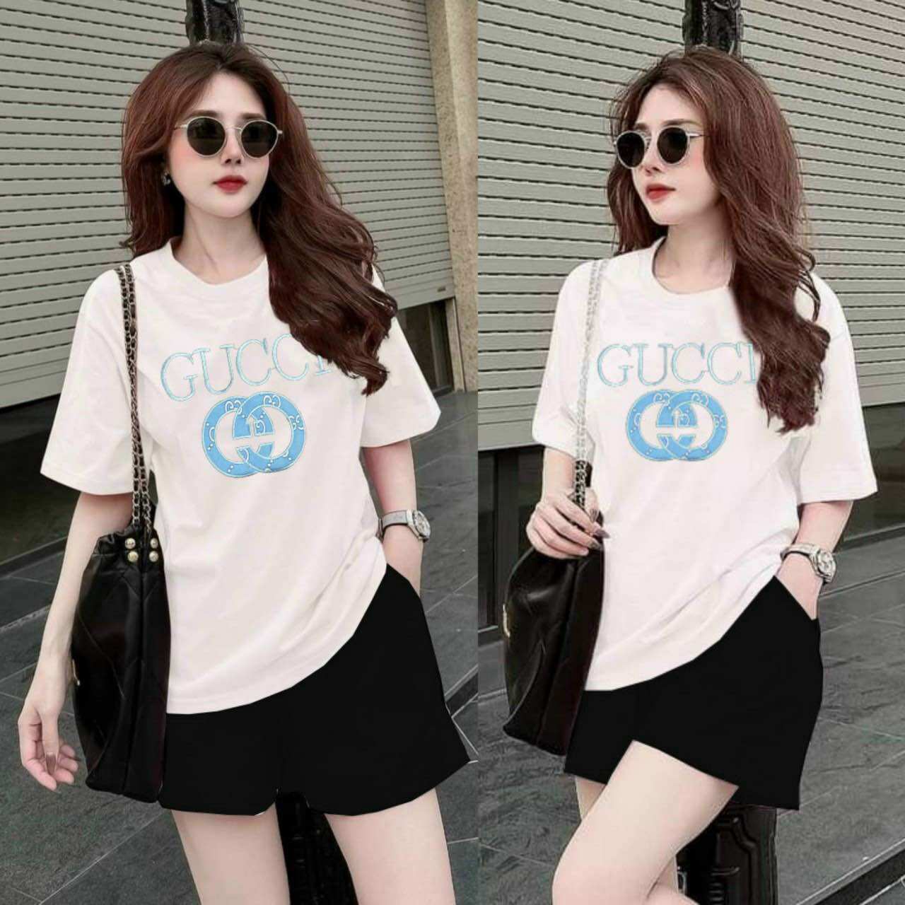 Bộ short cotton thêu lô gô gc cao cấp