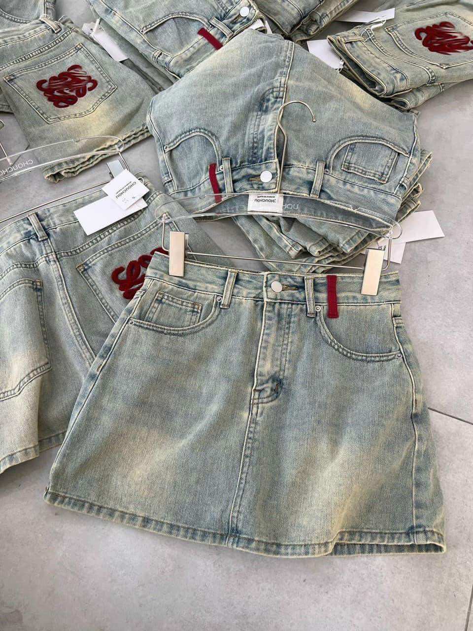 Chân váy denim, chân váy jean ngắn chữ A kèm lót trong