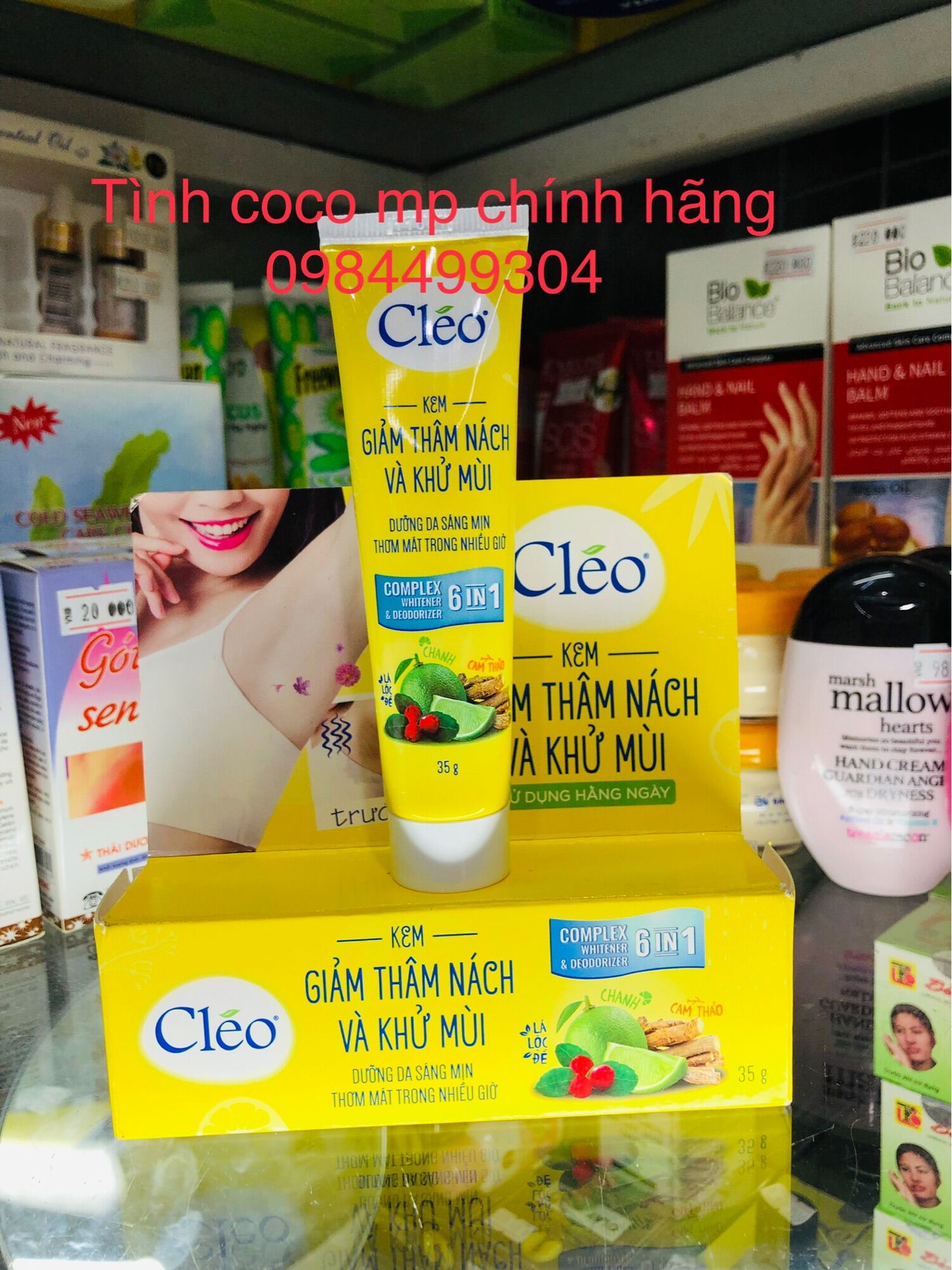 Kem dưỡng trắng mịn, kem giảm thâm nách và khử mùi Cleo thơm mát trong nhiều giờ 6in1 35g