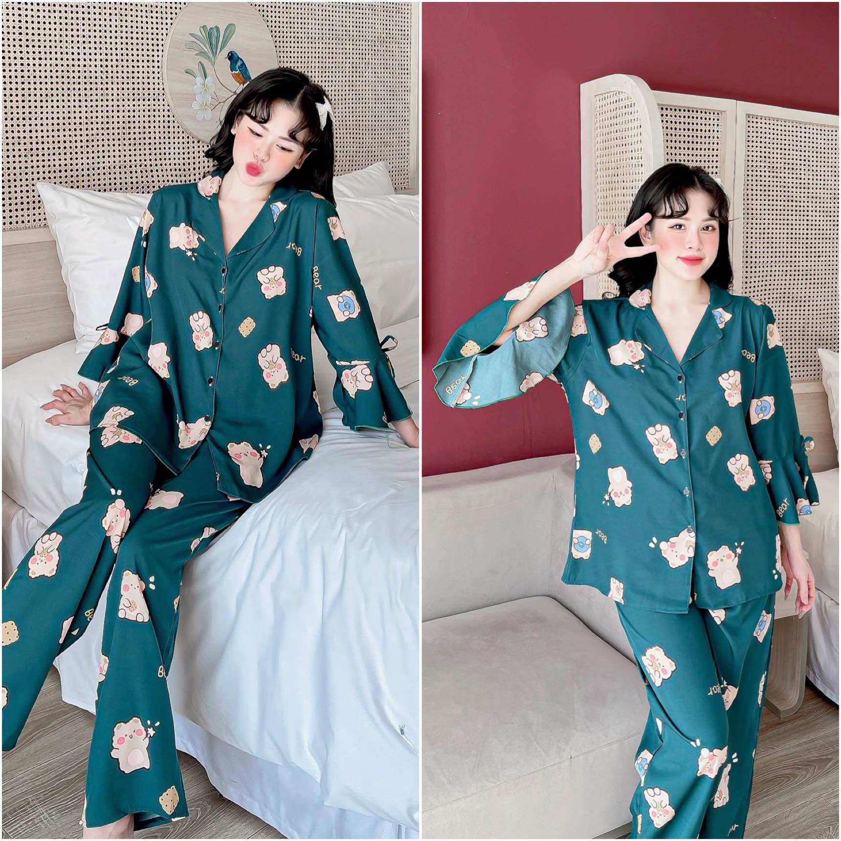 Đồ Bộ Bigsize 55-100kg Lụa Nhật Tiểu Thư Tay Lỡ Quần Dài