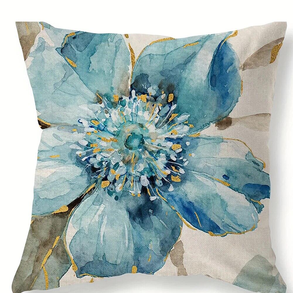 Xe sofa đệm gối gối gối vuông gối gối màu xanh hoa in trang trí nhà ghế gối 45cm * 45cm