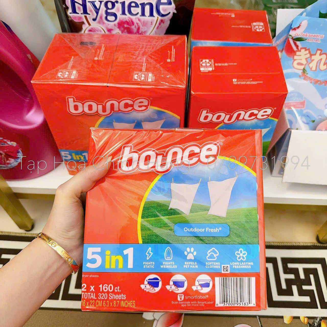Giấy thơm quần áo - Bounce 160 miếng / hộp