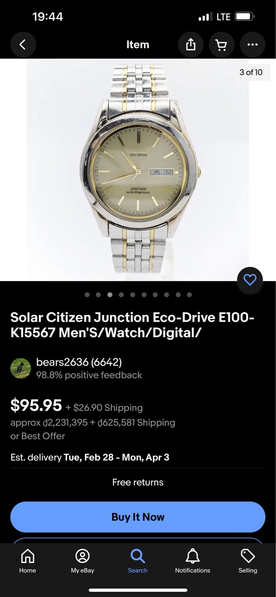 Citizen Eco drive E100-J15567 Dòng 36mm