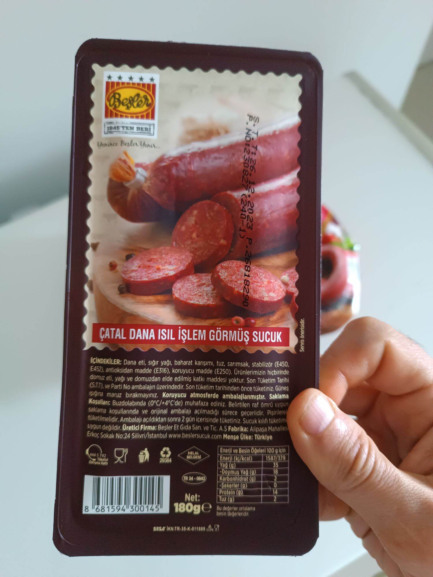 Turkish Salami Sucuk - Sucjuk Besler dana 180 Gr 100% Halal
