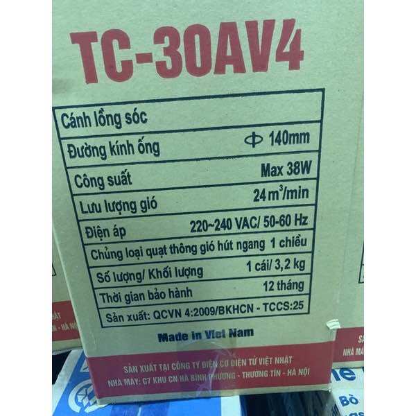 Quạt hút âm trần nối ống gió TC-30AV4( lỗ trần 380mm*380mm)
