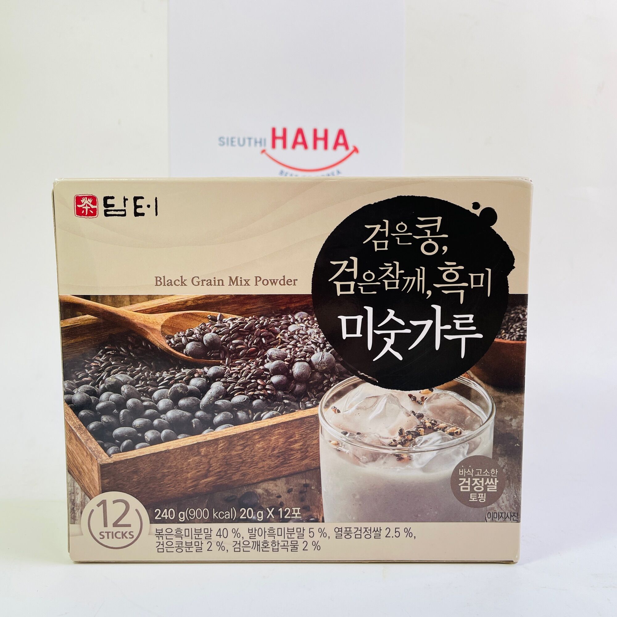 Bột ngũ cốc mè đen, đậu đen, gạo đen hàn quốc damtuh black grain mix powder 240g