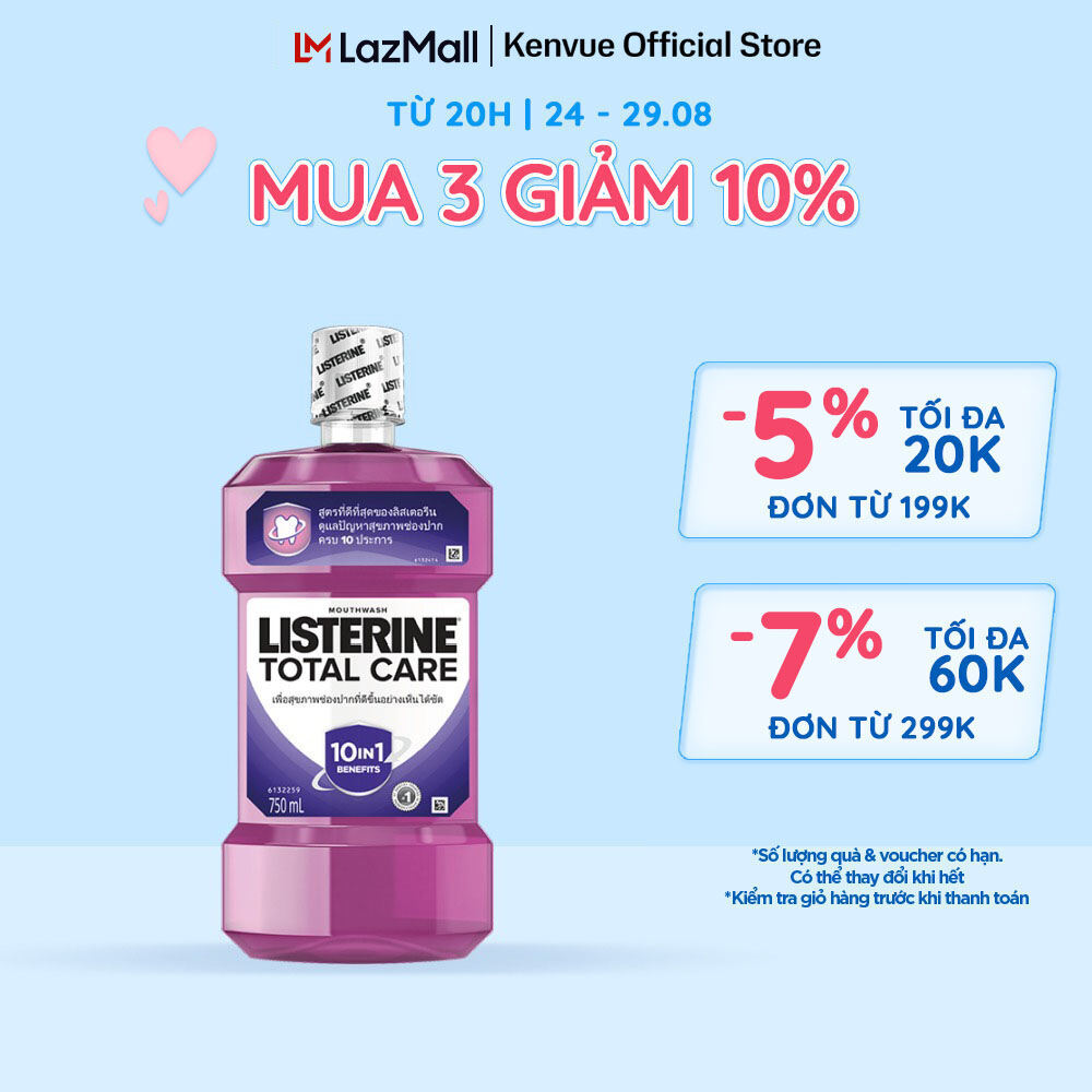 Nước súc miệng chăm sóc toàn diện Listerine Total Care Mouthwash 750ml