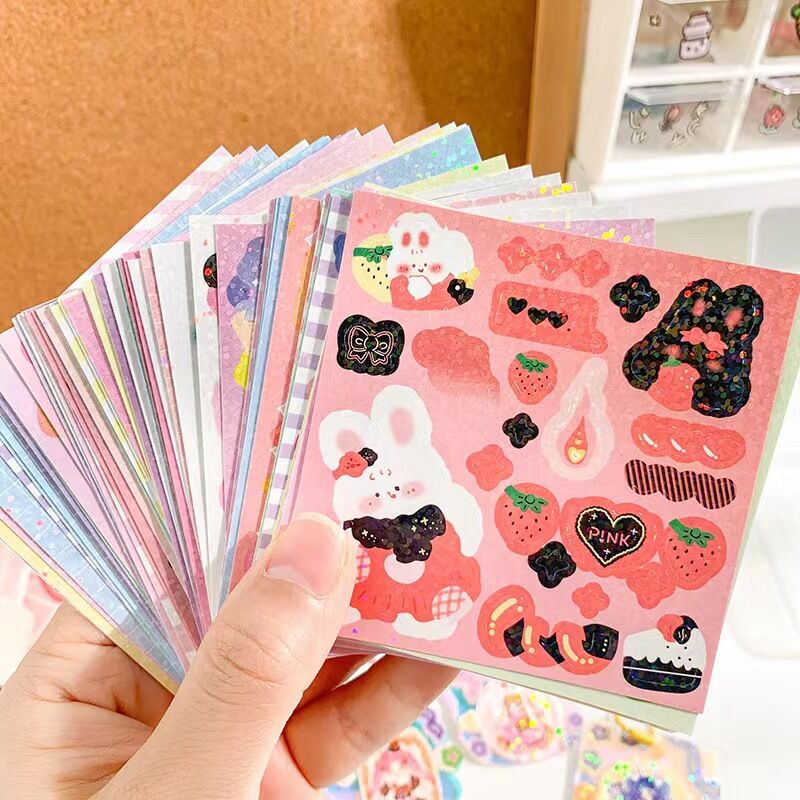 Hộp 100 tấm sticker hình dán 6x6cm