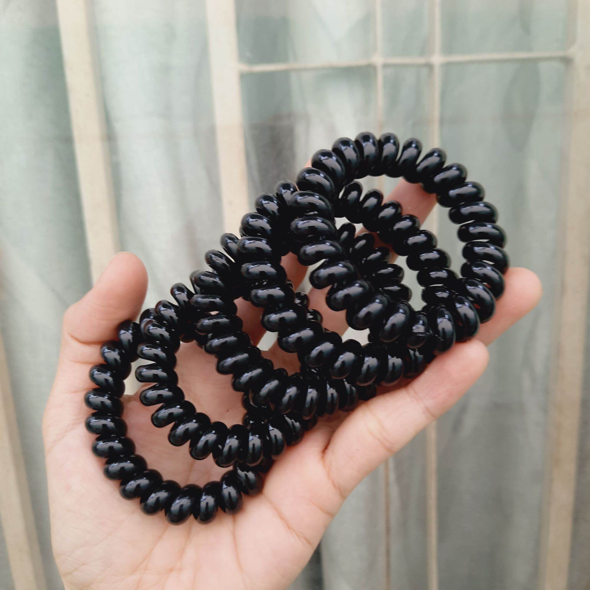 Túi 10 Lò xo cột tóc màu đen (cở to 5cm)