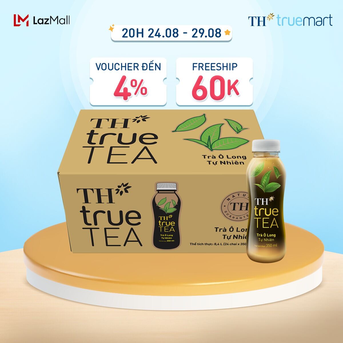 Thùng 24 chai trà ô long tự nhiên TH true TEA 350 ml (350 ml x 24)