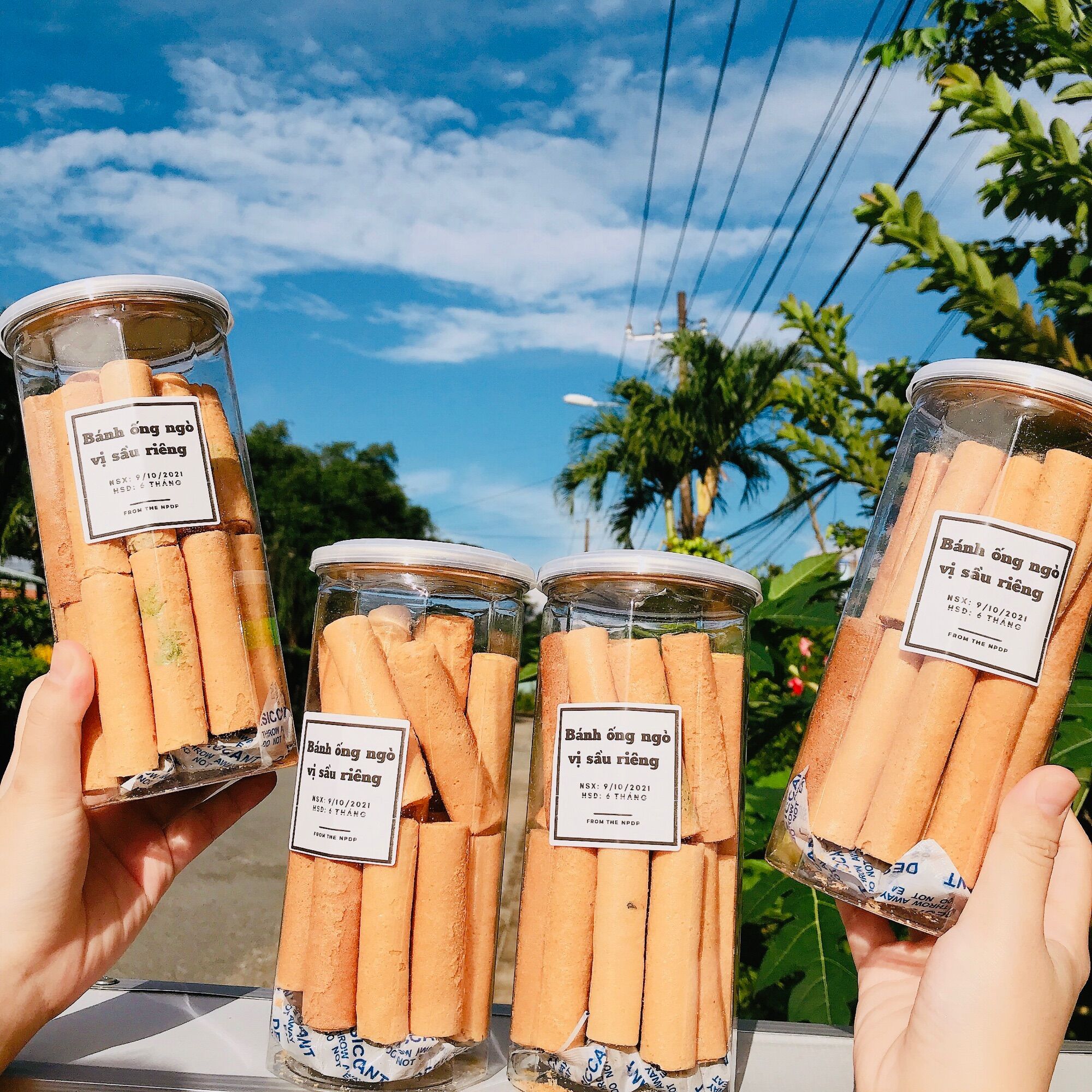 Bánh ống ngò vị sầu riêng - hủ siêu nhiều siêu ngon