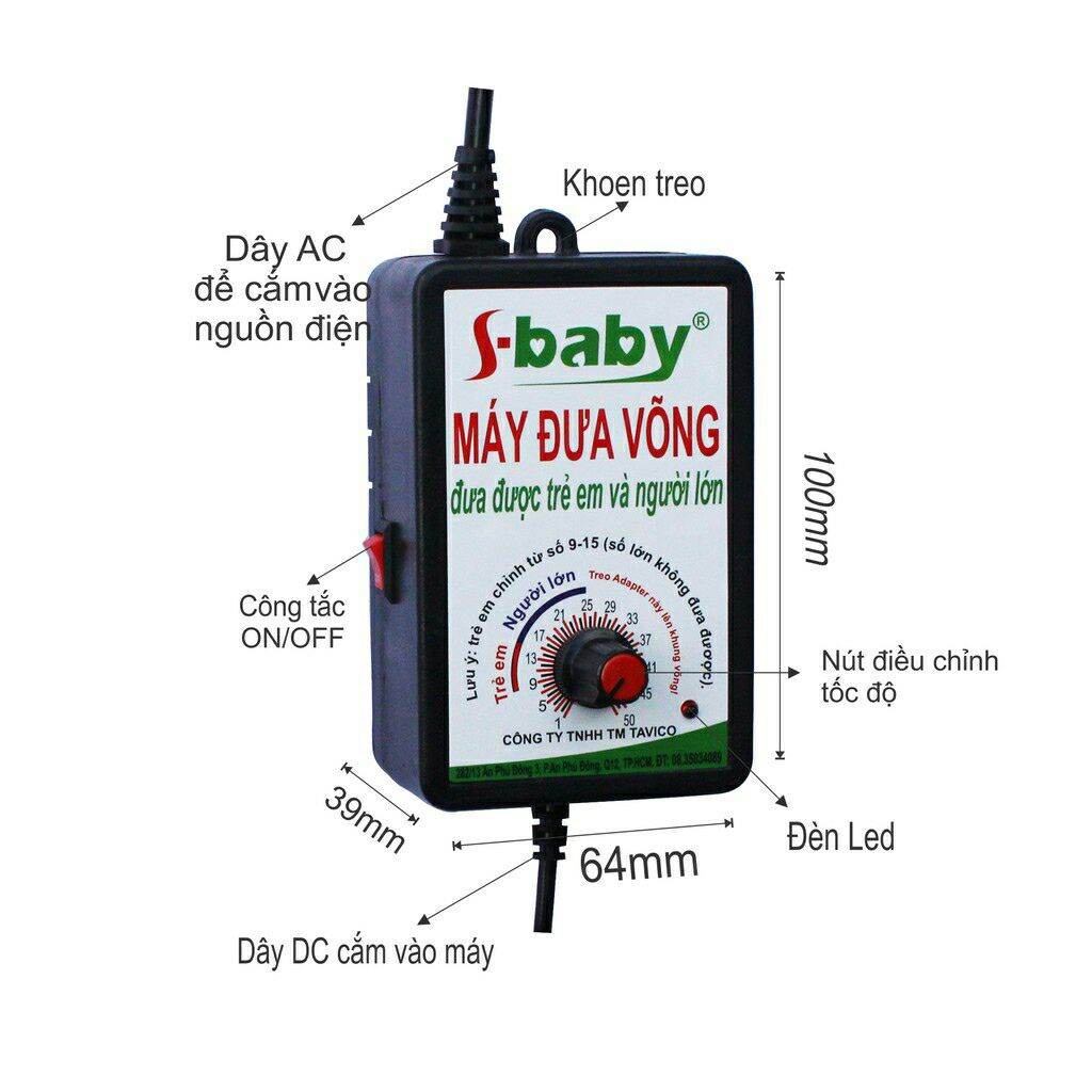 Máy đưa võng sbaby bảo hành 12 tháng