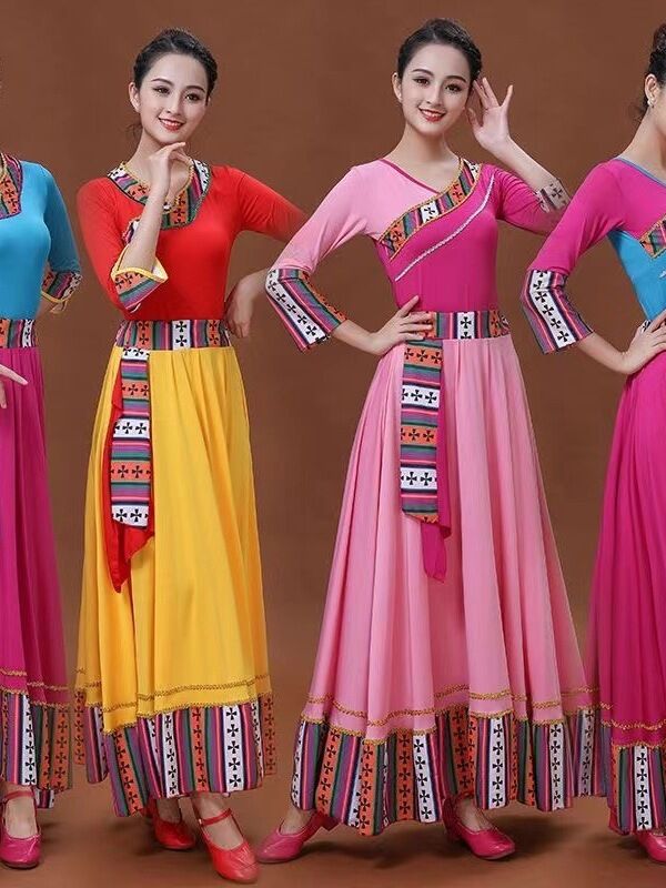 Bộ Trang Phục Khiêu Vũ Vuông Mới Cho Nữ Dân Tộc Mông Cổ Và Tây Tạng Quần Dài Khiêu Vũ Khiêu Vũ Công Diễn