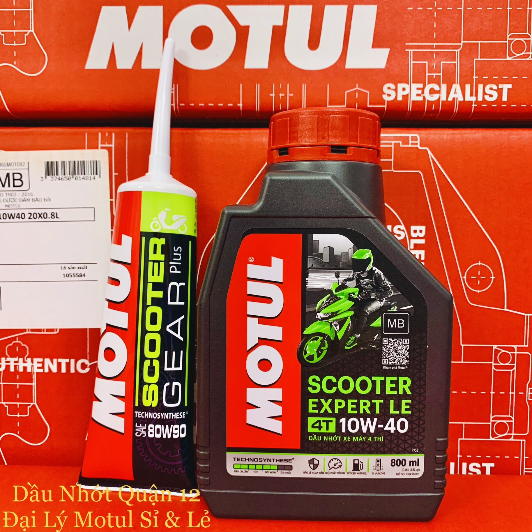 Combo nhớt xe tay ga motul scooter expert le 10w-40 0.8l + nhớt lap motul scooter gear plus 80w-90