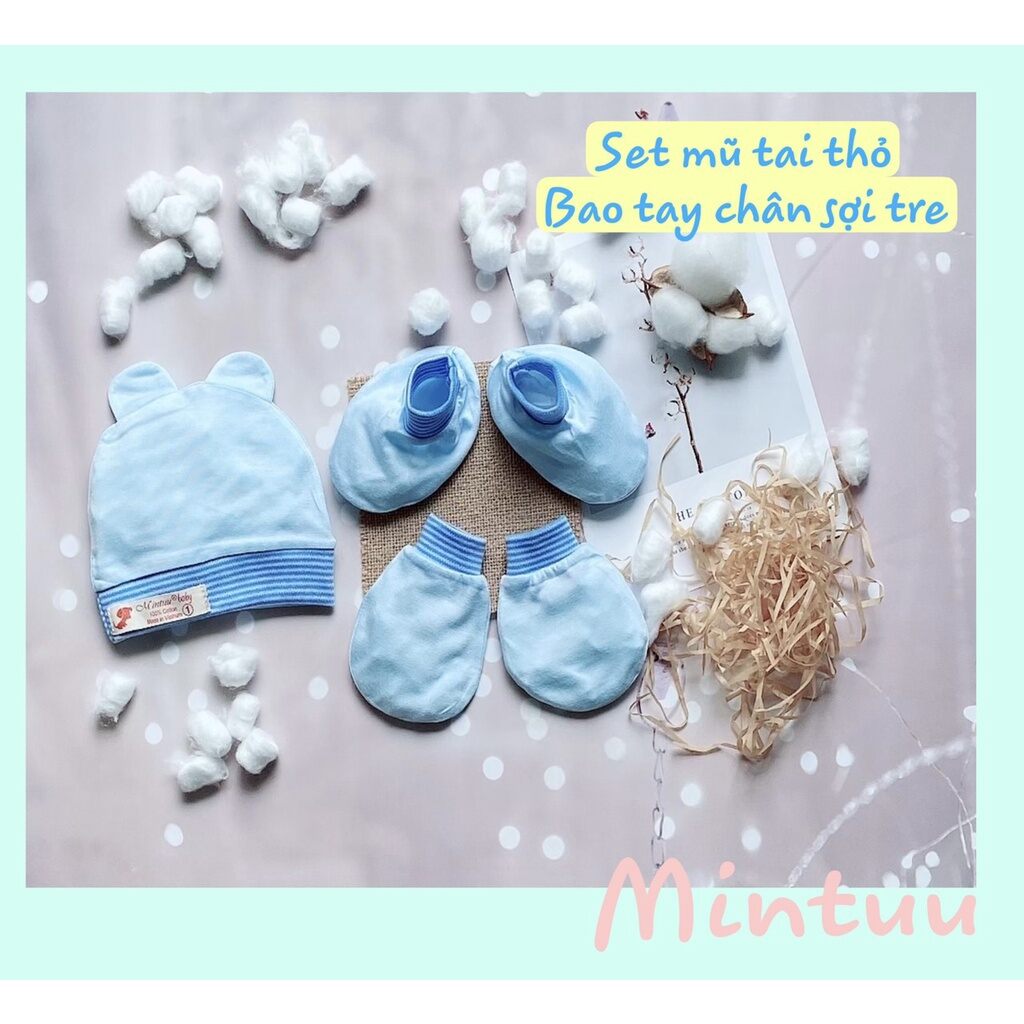 Sét mũ,bao chân sợi tre cho bé