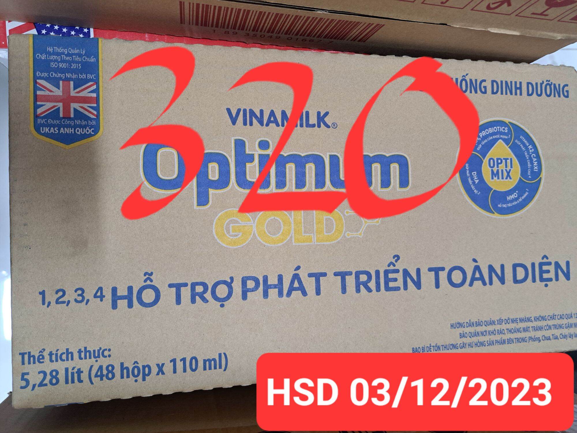 Sữa bột pha sẵn vinamilk optimum gold 110ml