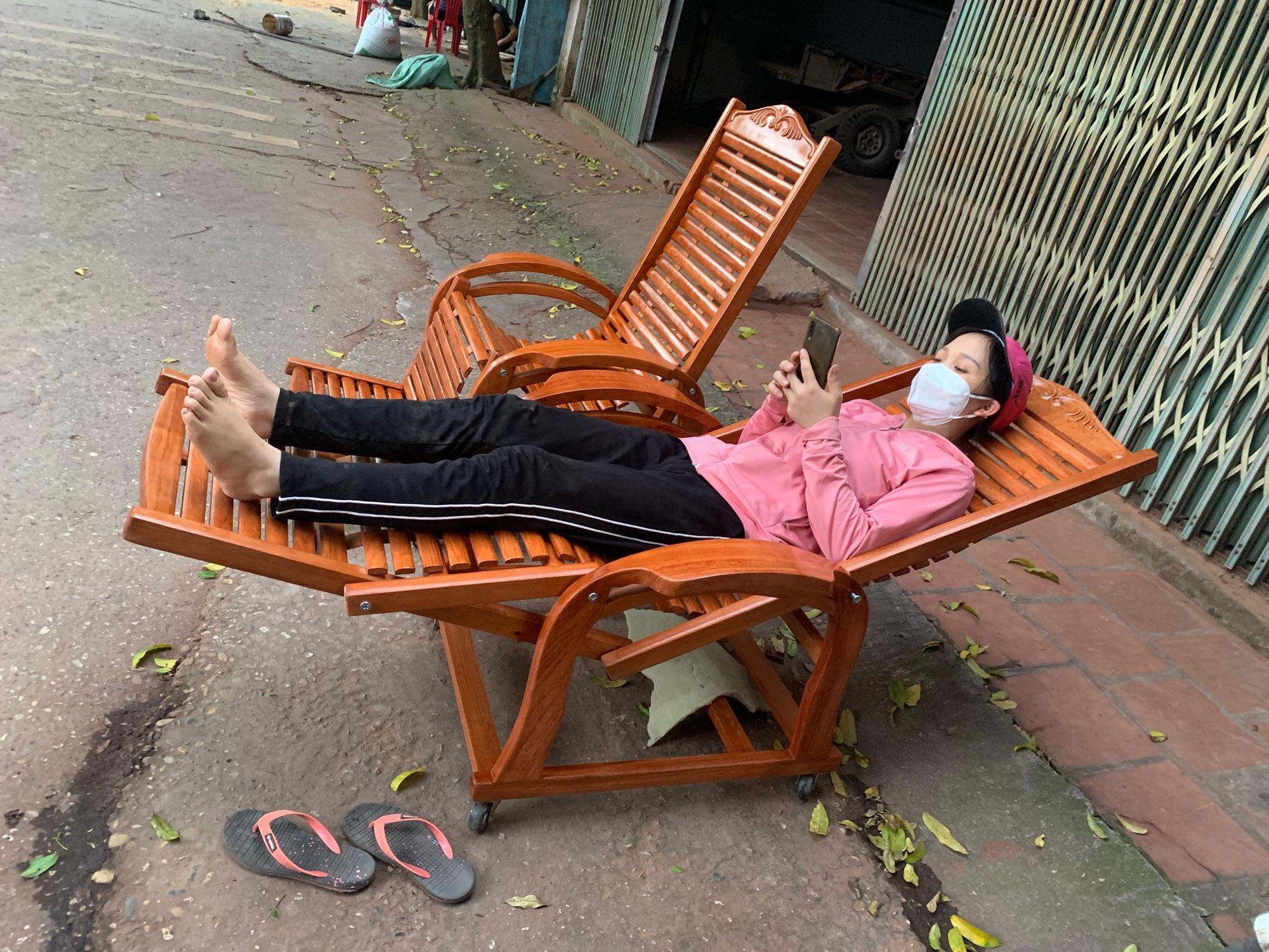 Ghế lười gỗ hương đá 2 dây