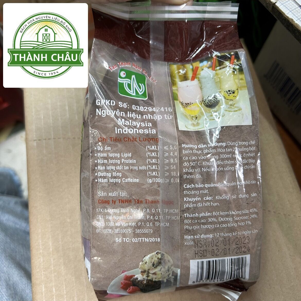 (Hàng VN) Bột Ca cao (Đắng, Ngọt) Malaysia Tân Thanh Ngọc