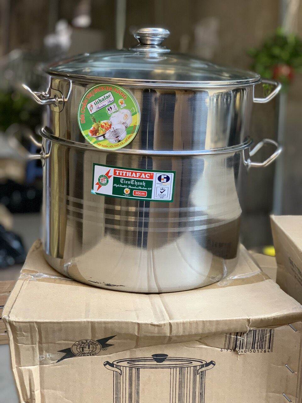 Nồi hấp inox hai tầng hàng đẹp chất lượng có thể hấp các món ăn ngon và đồ xôi