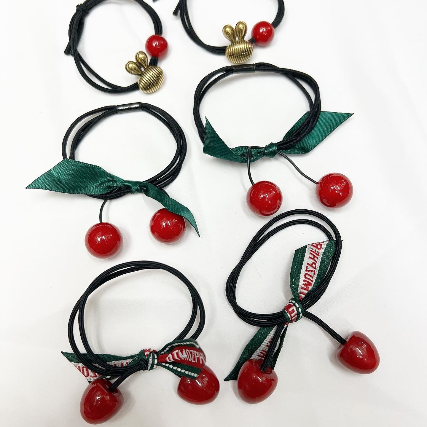 Dây cột tóc cherry loại tốt quấn ruy băng