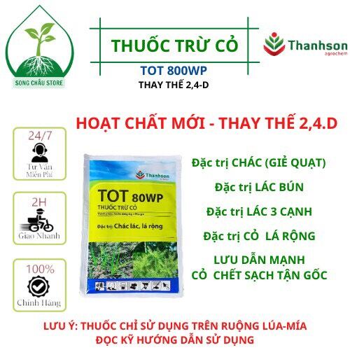 Tot 800wp gói 25 gam thuốc trừ cỏ chác lác, cỏ lá rộng