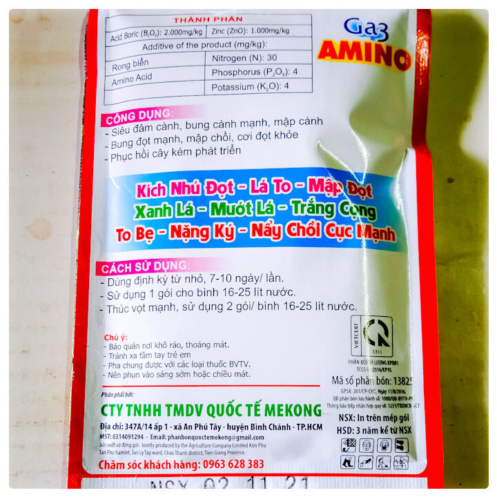 Phân bón đâm chồi vọt đọt mập đọt bung chèo đẻ nhánh (GA3 AMINO)