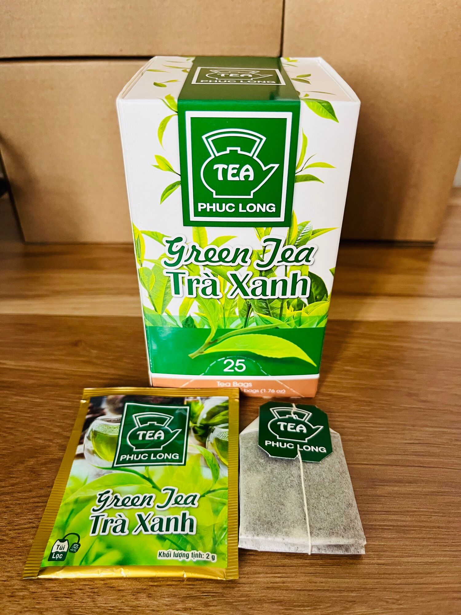 Trà xanh túi lọc phúc long 25 tép 2g