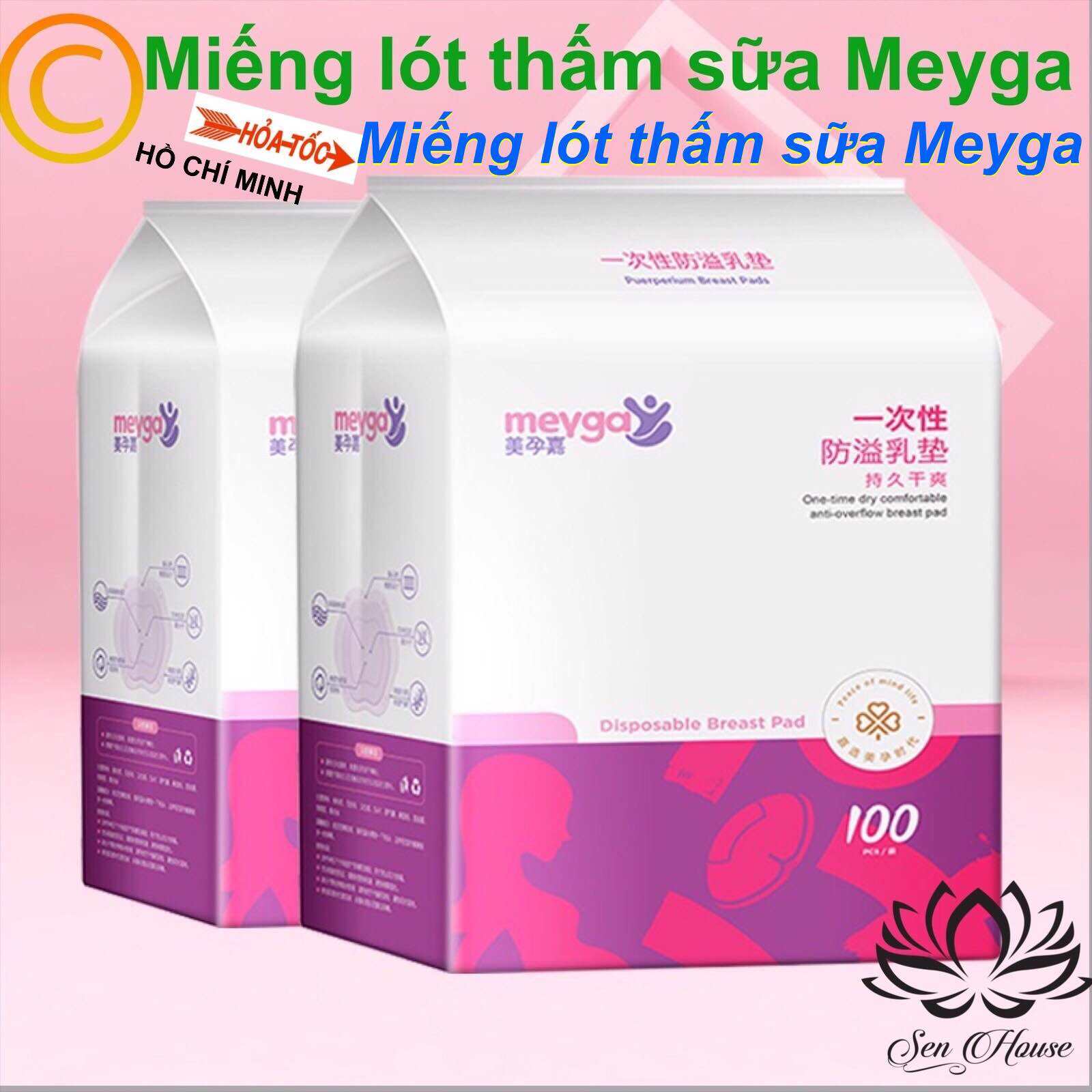 HCM_HOẢ TỐC.Miếng lót thấm sữa Meyga 100 miếng/ túi.Hàng sẵn Nowship