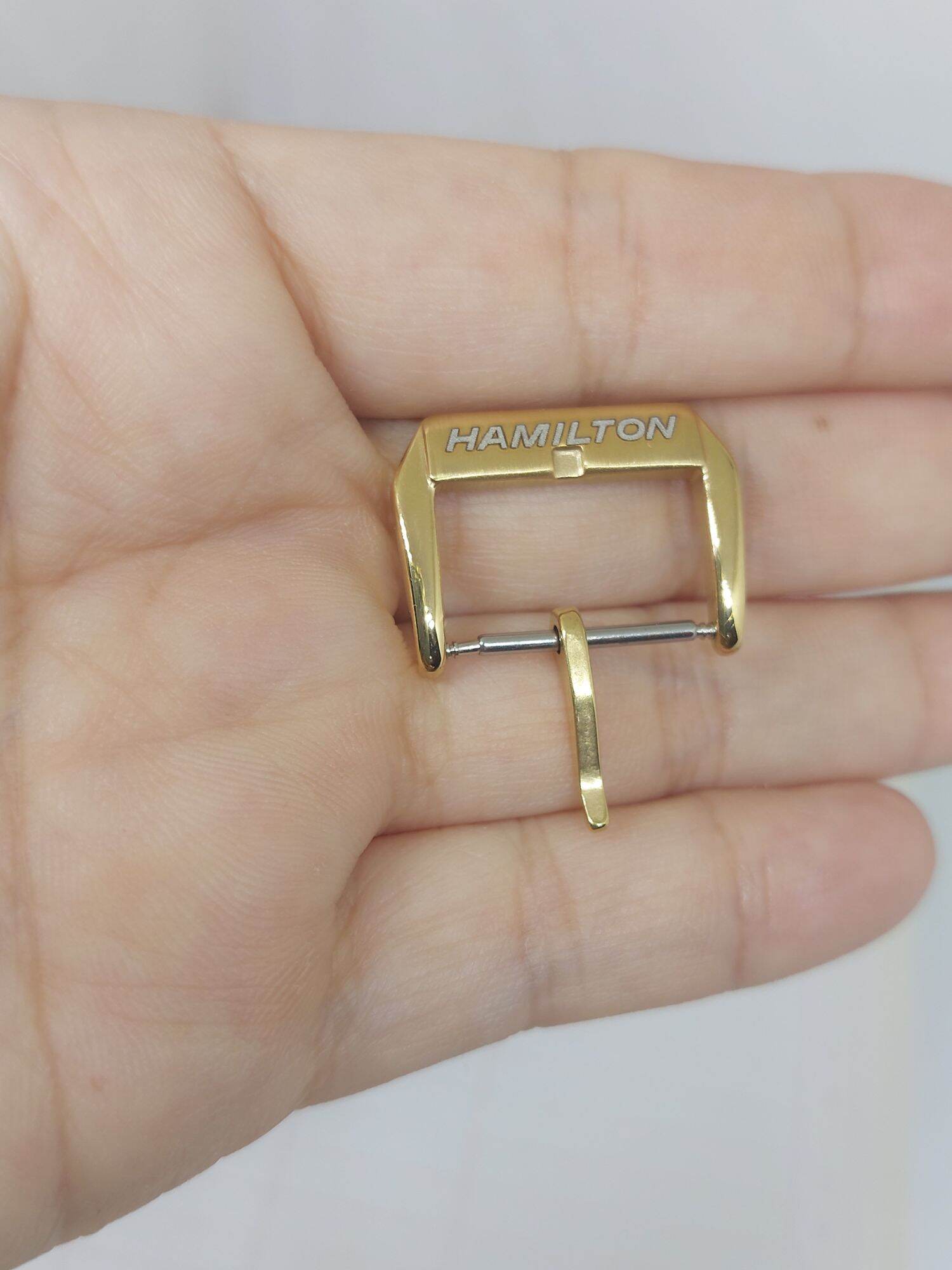 Khóa đồng hồ hamilton vàng, trắng 18mm - khóa khắc chữ không phai