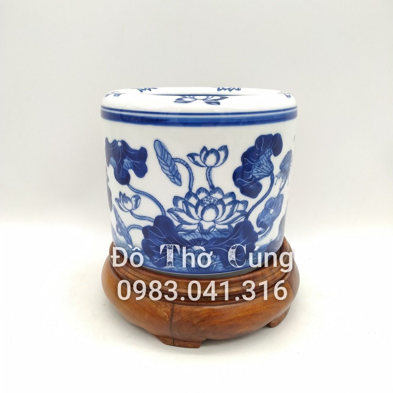Bát hương Sen/ Bát hoa sen men lam thờ phật