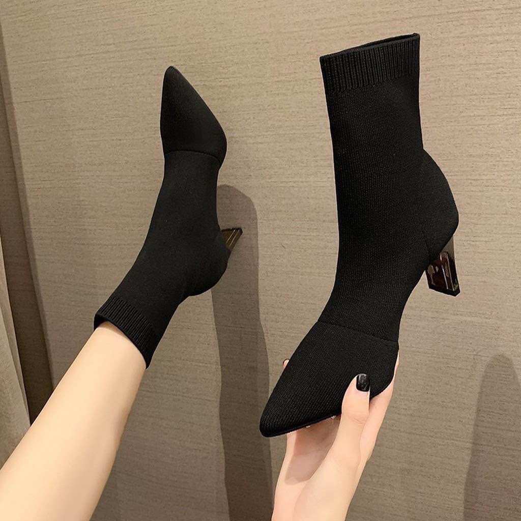 Boot nữ len tăm got vuông BV377
