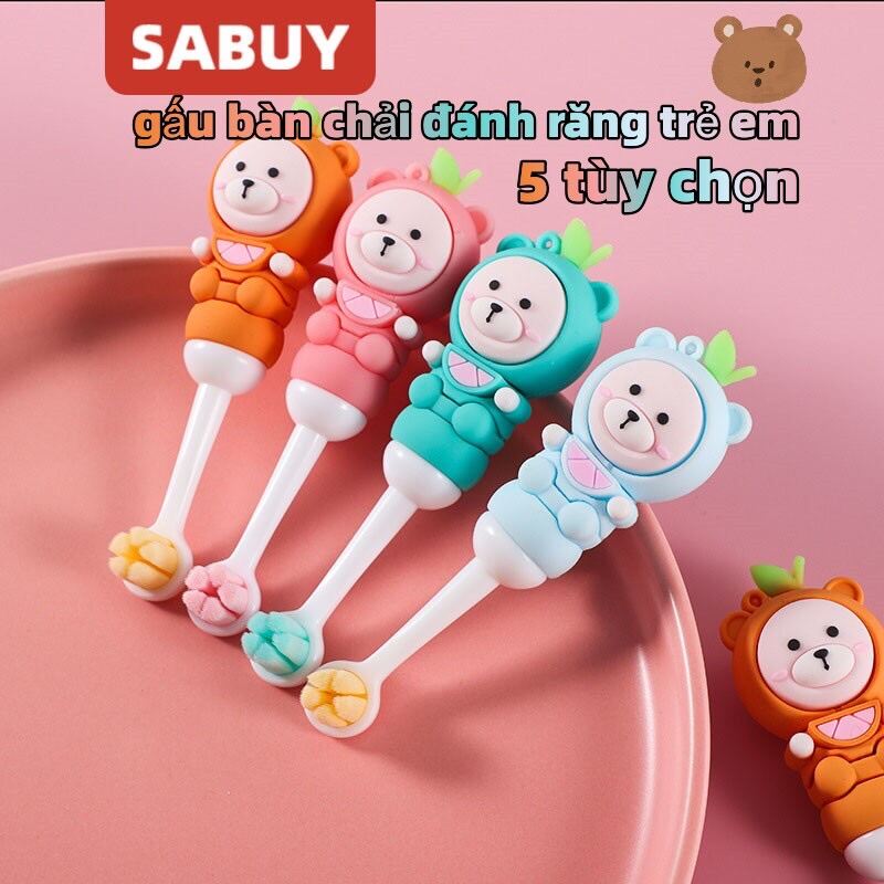 Bàn Chải Đánh Răng mini Lông Mềm Hình Gấu Dễ Thương Cho Bé 0-8 Tuổi