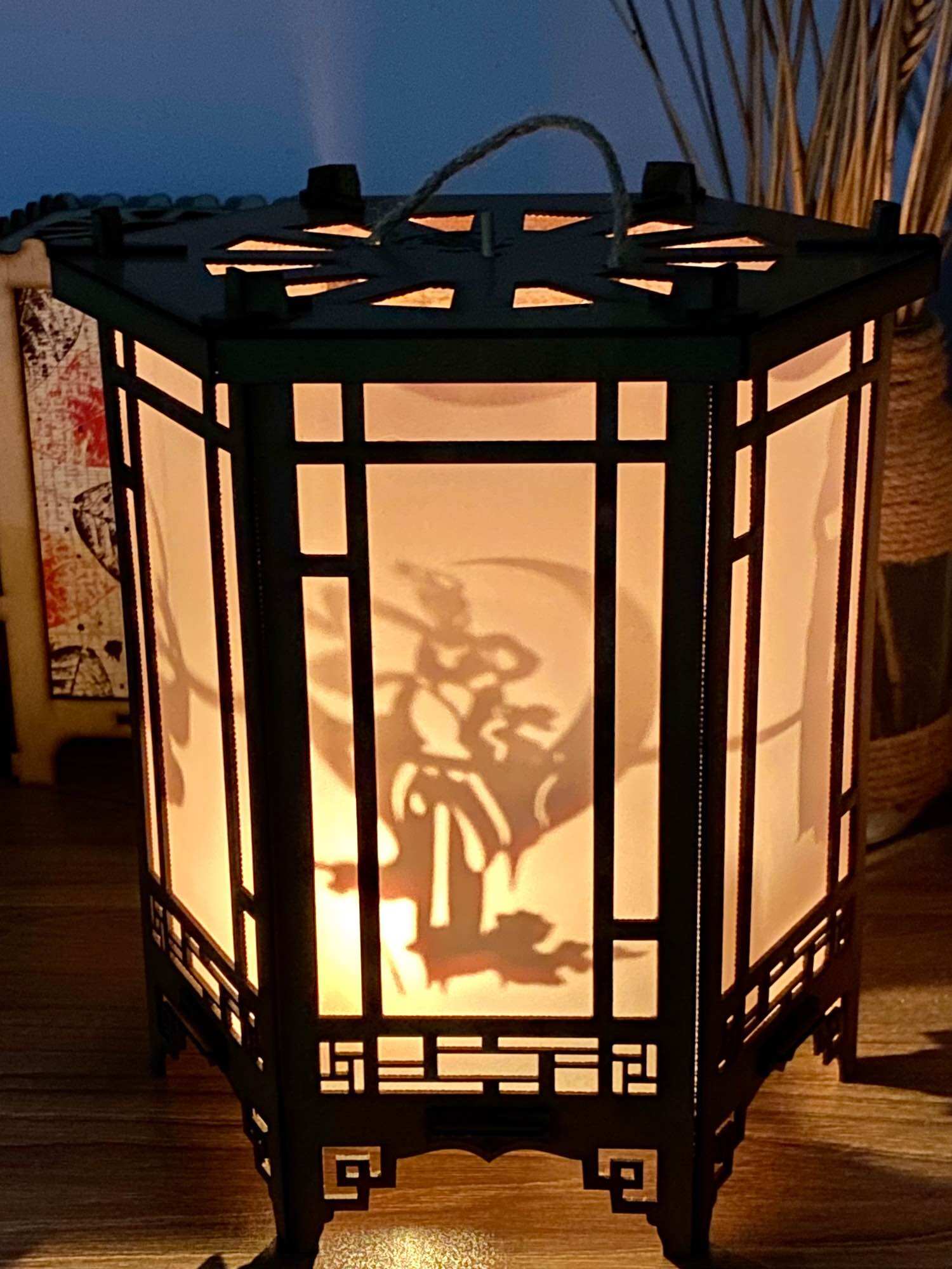 Đèn kéo quân Handmade sài nến cao 24cm( Chú Cuội, Chị Hằng, Múa Lân, Rước Đèn)