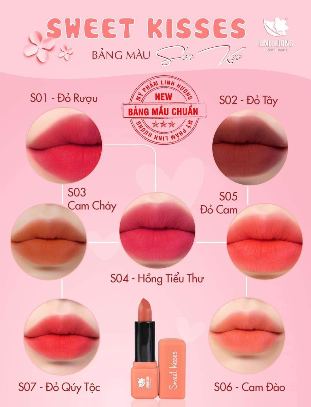 SON KẸO SWEET KISSES HÀN QUỐC ĐỘC QUYỀN LINH HƯƠNG SIÊU LÌ KHÁNG NƯỚC