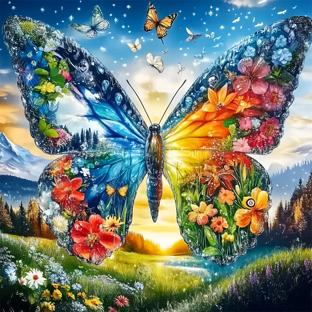 Evershine | Evershine 11CT 5D Cross Stitch Kit Vải Thêu Động Vật Bướm Full Thêu Phong Cảnh Nghệ Thuật Treo Tường Bộ Đồ May Vá