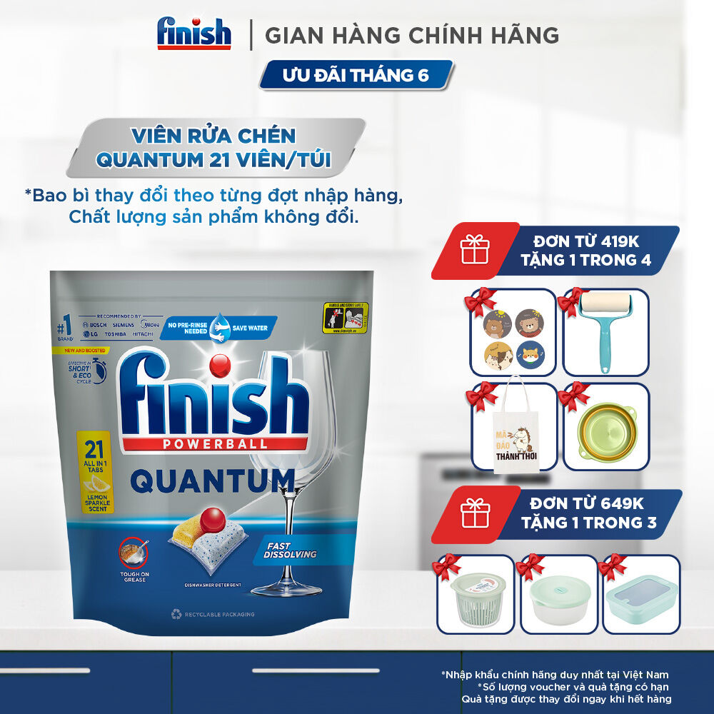 Viên Rửa Chén Bát Finish Powerball Quantum 21 viên