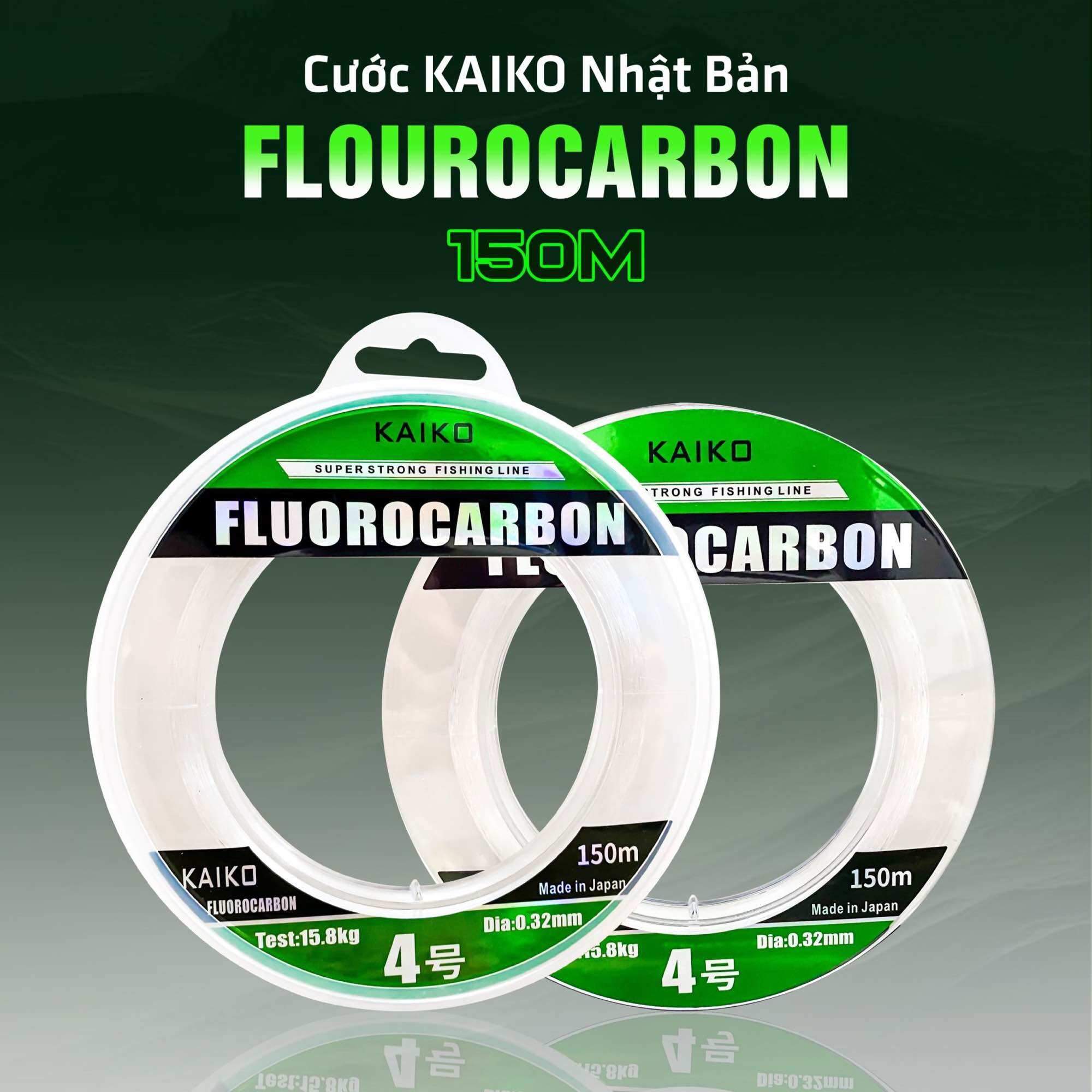 Cước trục kaiko flurocarbon 150m ,làm trục , cước tàng hình , cước câu cá, - dt fishing