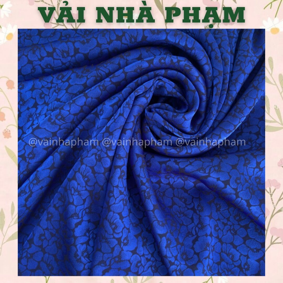 Gấm linh lan xanh coban - khổ 1.5m - vải nhà phạm