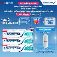 Bộ 3 Kem đánh răng SENSODYNE Deep Clean 100g giúp giảm ê buốt hiệu quả, sạch sâu cho hơi thở thơm mát