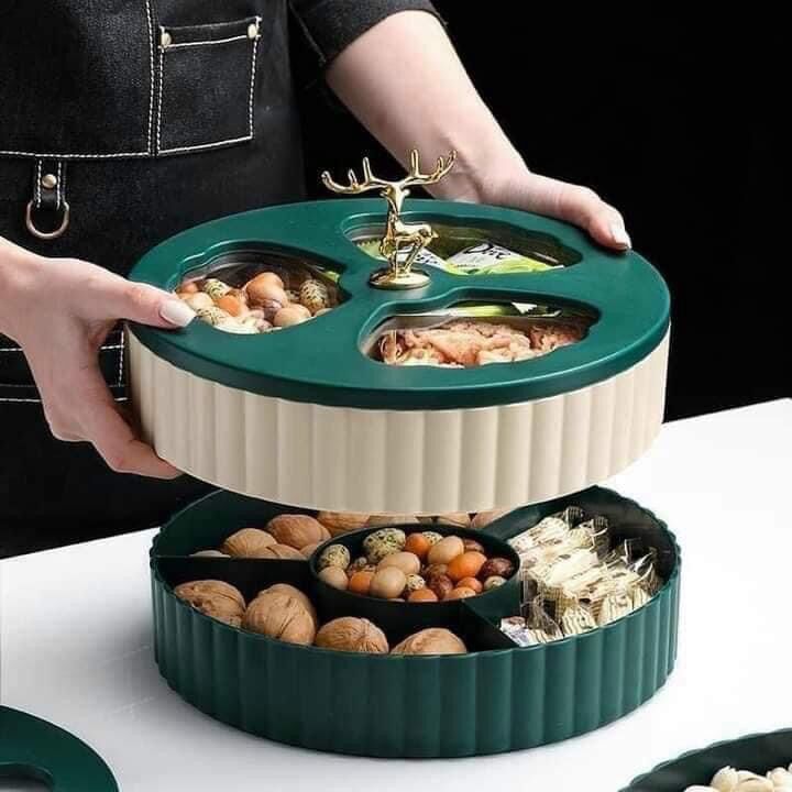 Khay mứt 2 tầng tuần lộc