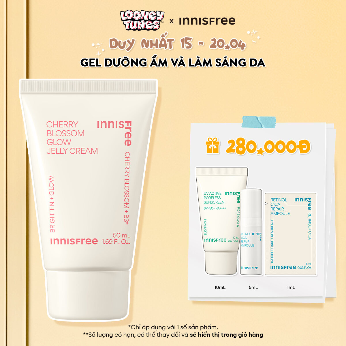 Kem dưỡng ẩm sáng da INNISFREE Jeju Cherry Blossom Jelly Cream - (Kết cấu dạng thạch)