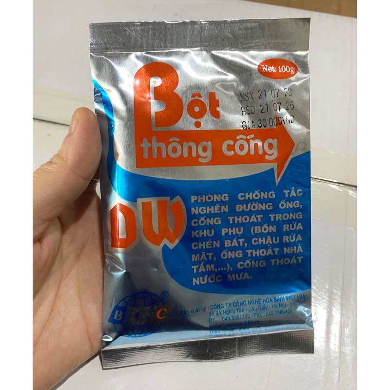 Bột thông tắc cống cực mạnh DW , thông bồn cầu, bồn rửa bát, cống thoát nước...