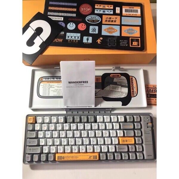 Bàn phím cơ không dây Lofree Wanderfree phong cách retro chính hãng, có hộp đựng bàn phím cá tính và tặng kèm sticker