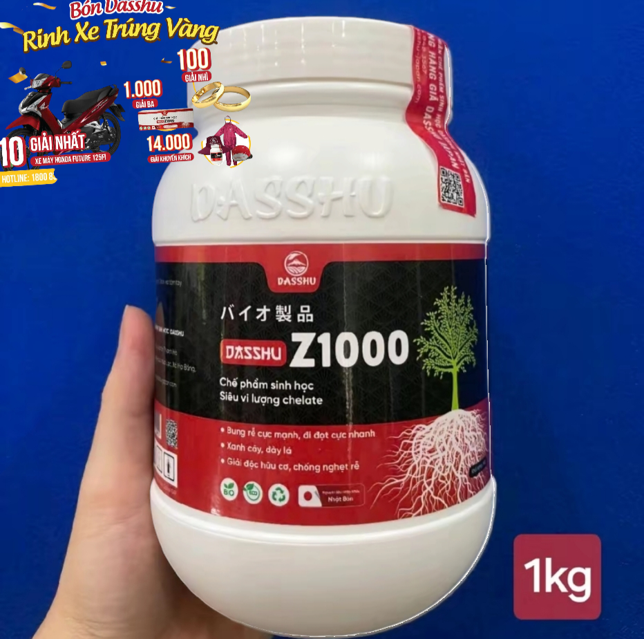 Phân bón siêu kích rễ DASSHU Z1000 hũ 1kg, siêu kích rễ, đi đọt nhanh, xanh cây dày lá, trị các bệnh về rễ.