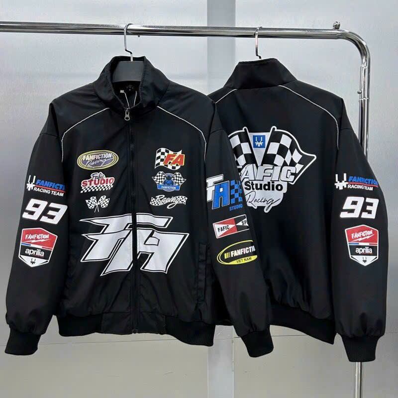 Áo khoác Dù Racing biker fafic studio unisex nam nữ mẫu áo khoá đi phượt nam thời trang cá tính