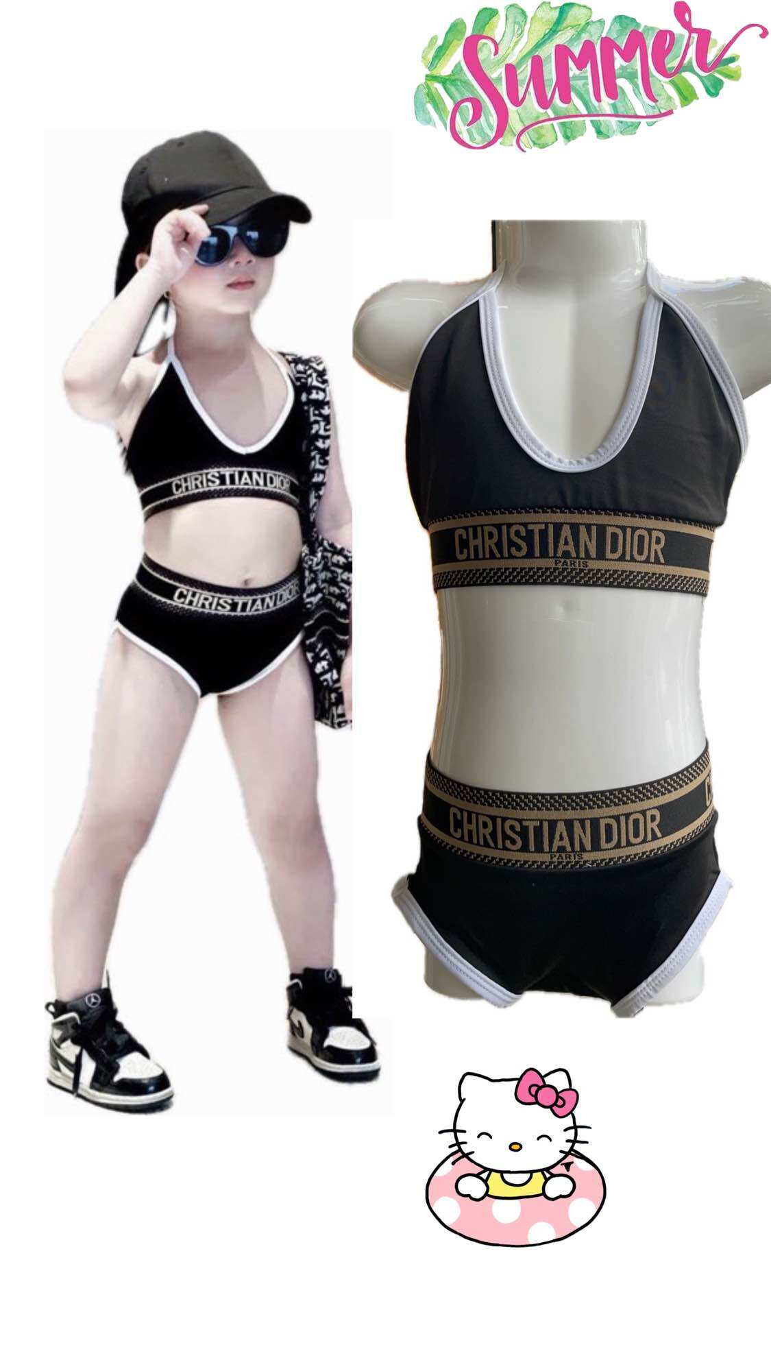 Bikini bé gái/ Đồ bơi bé gái/ Set bikini Di.or sang chảnh bé gái 2023 Rainbow kids