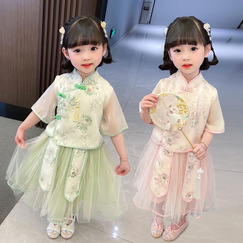 Trang Phục Trẻ Em Sườn Xám Bé Gái Hán Phục Phong Cách Trung Quốc Váy Liền