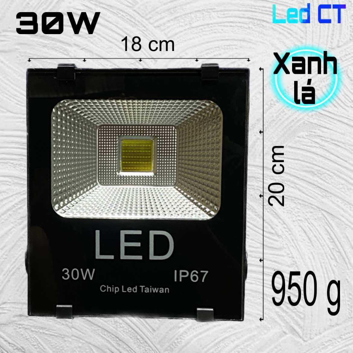 (Combo 2 Cái) Đèn pha LED 30W Thân Nhôm (Trắng, Vàng, Xanh lá, Xanh dương, Đỏ, Đổi màu)