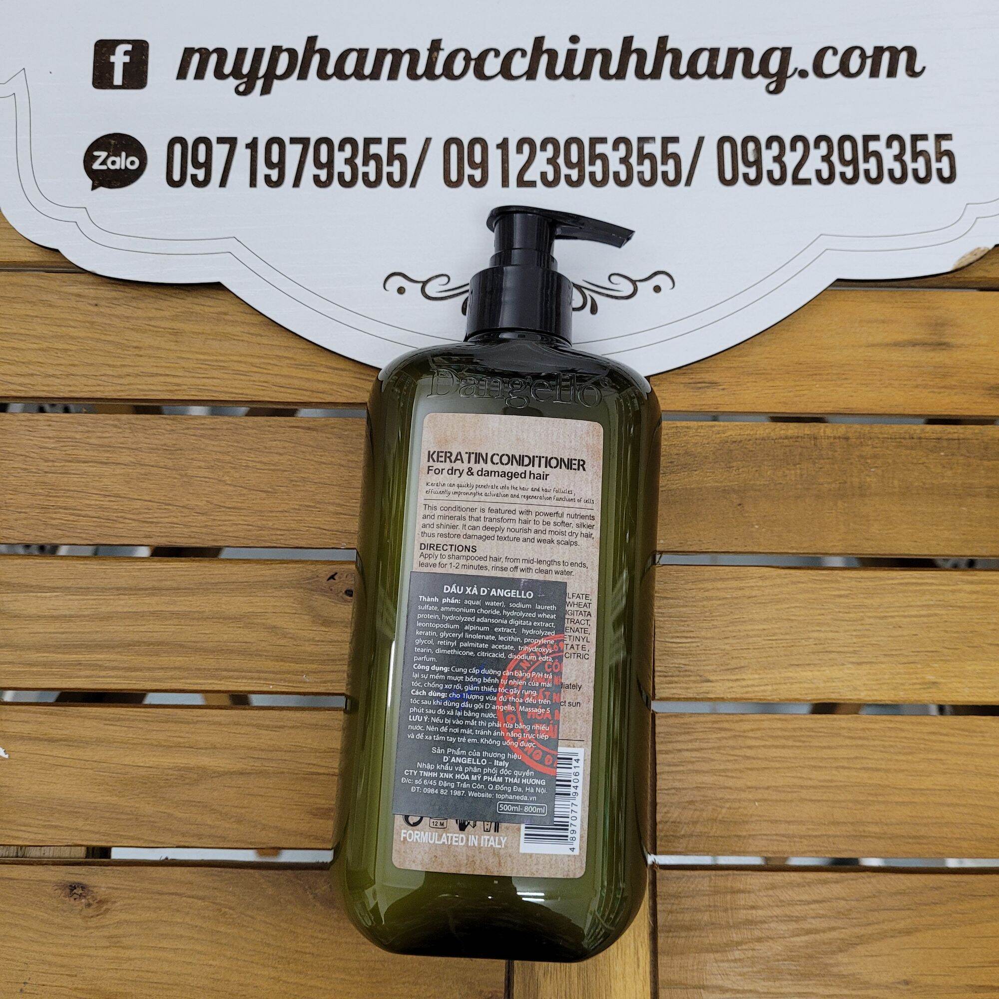 Dầu gội xả D'angello keratin 800ml