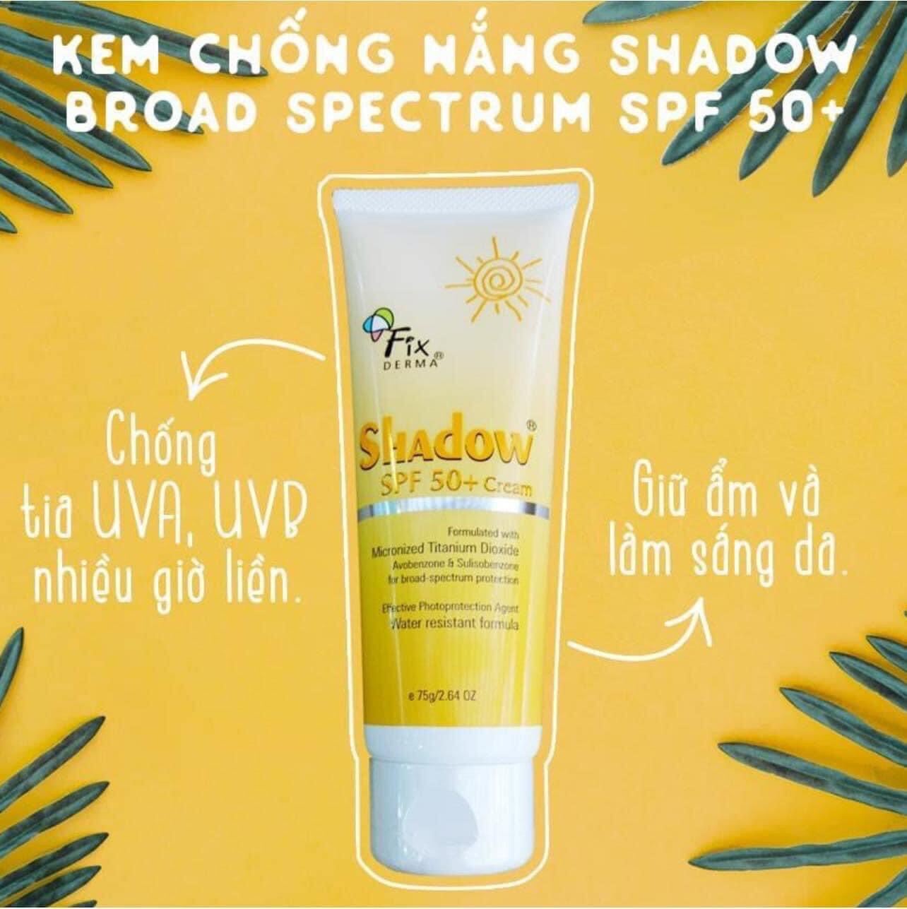 Kem Chống Nắng Fixderma Shadow Spf 50+ Phù Hợp Da Khô Nhạy Cảm Đến Hỗn Hợp 75Gram Xuất Xứ Từ Mỹ